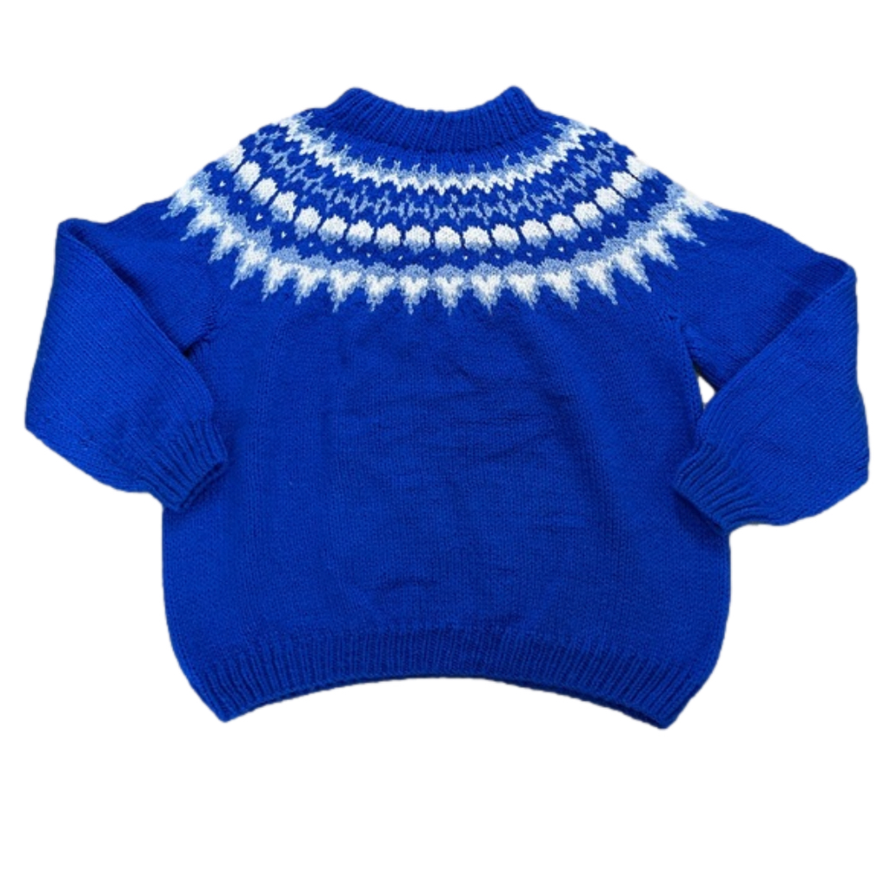 Hand Crafted Blue and White Nordic Yoke Sweater